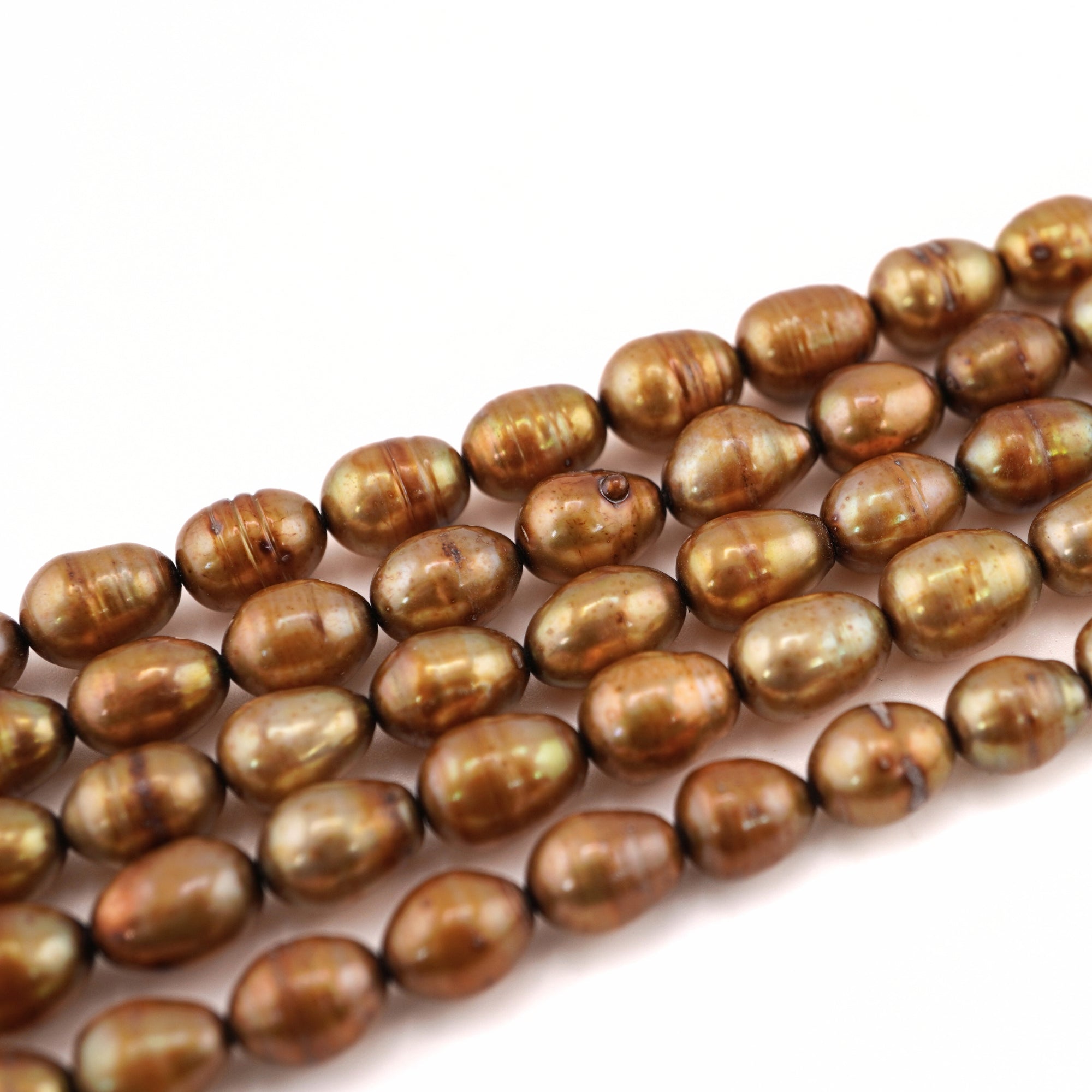 Golden Oval Freshwater Pearls Beads