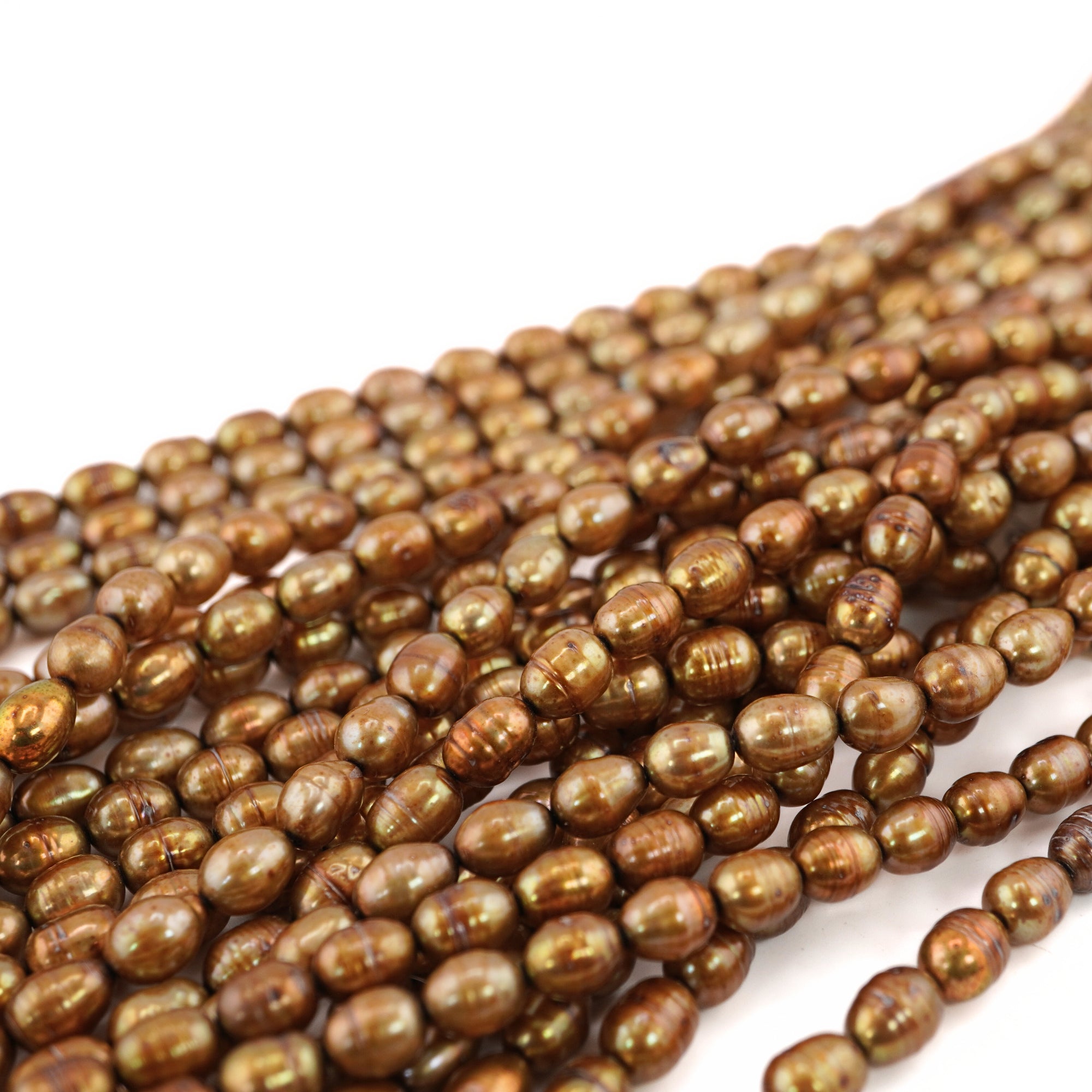 Golden Oval Freshwater Pearls Beads