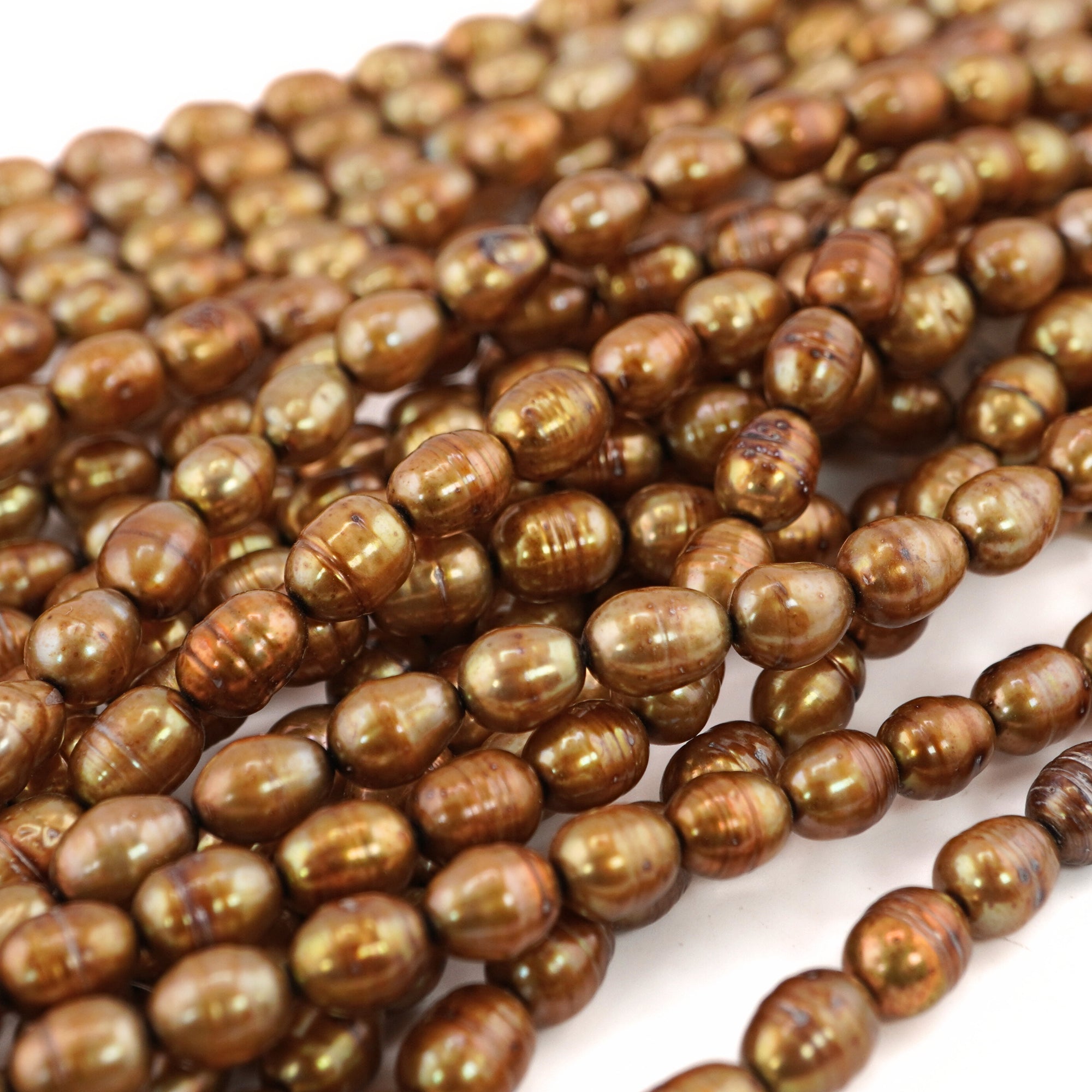 Golden Oval Freshwater Pearls Beads