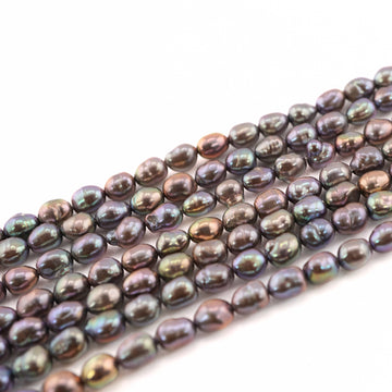 7 x 5 - 6 x 5 MM Peacock Rice / Oval Freshwater Pearls Beads