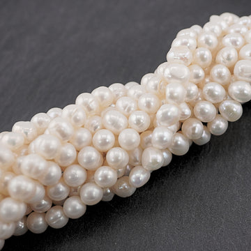 7 - 6 MM White Potato Freshwater Pearls Beads