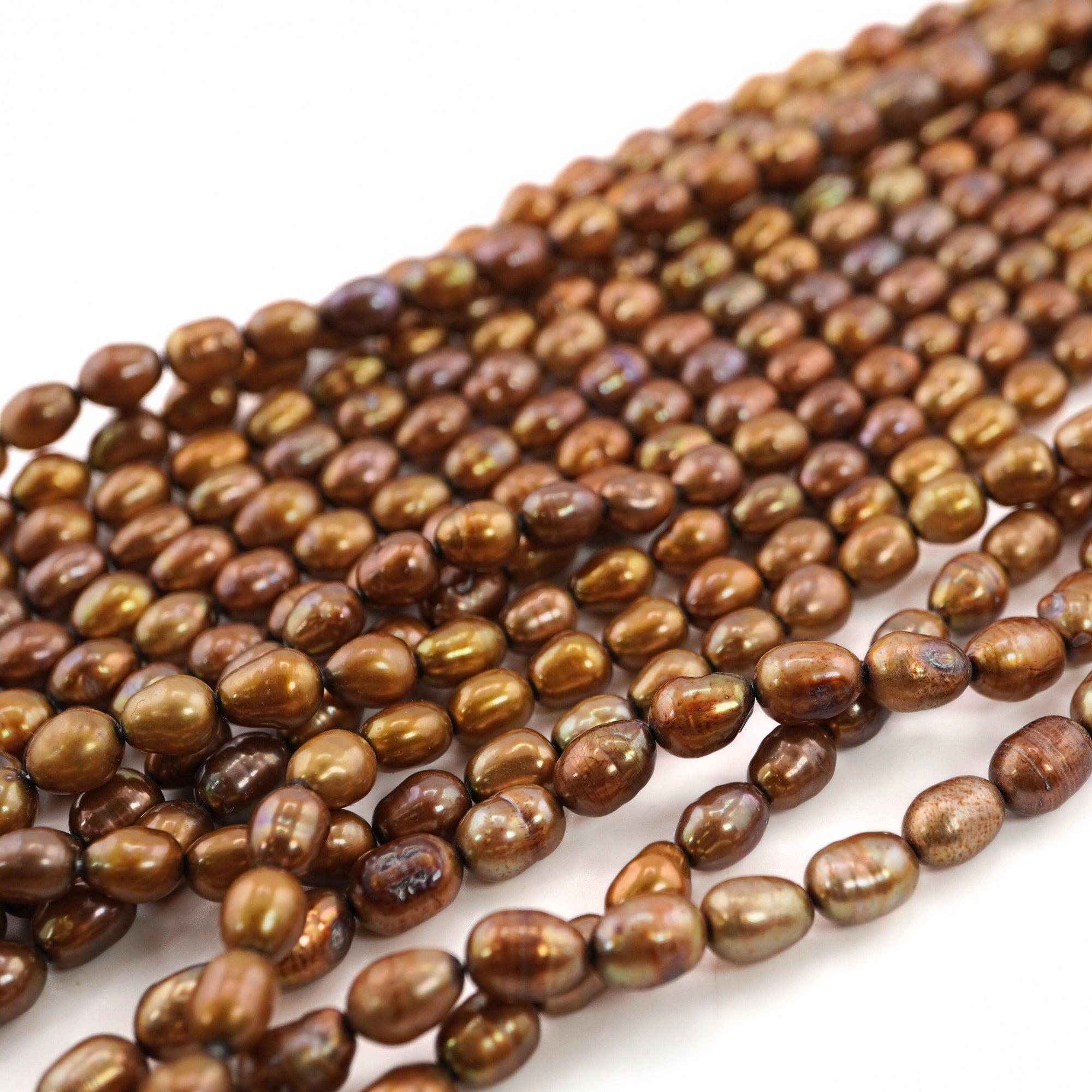 Golden Oval Freshwater Pearls Beads