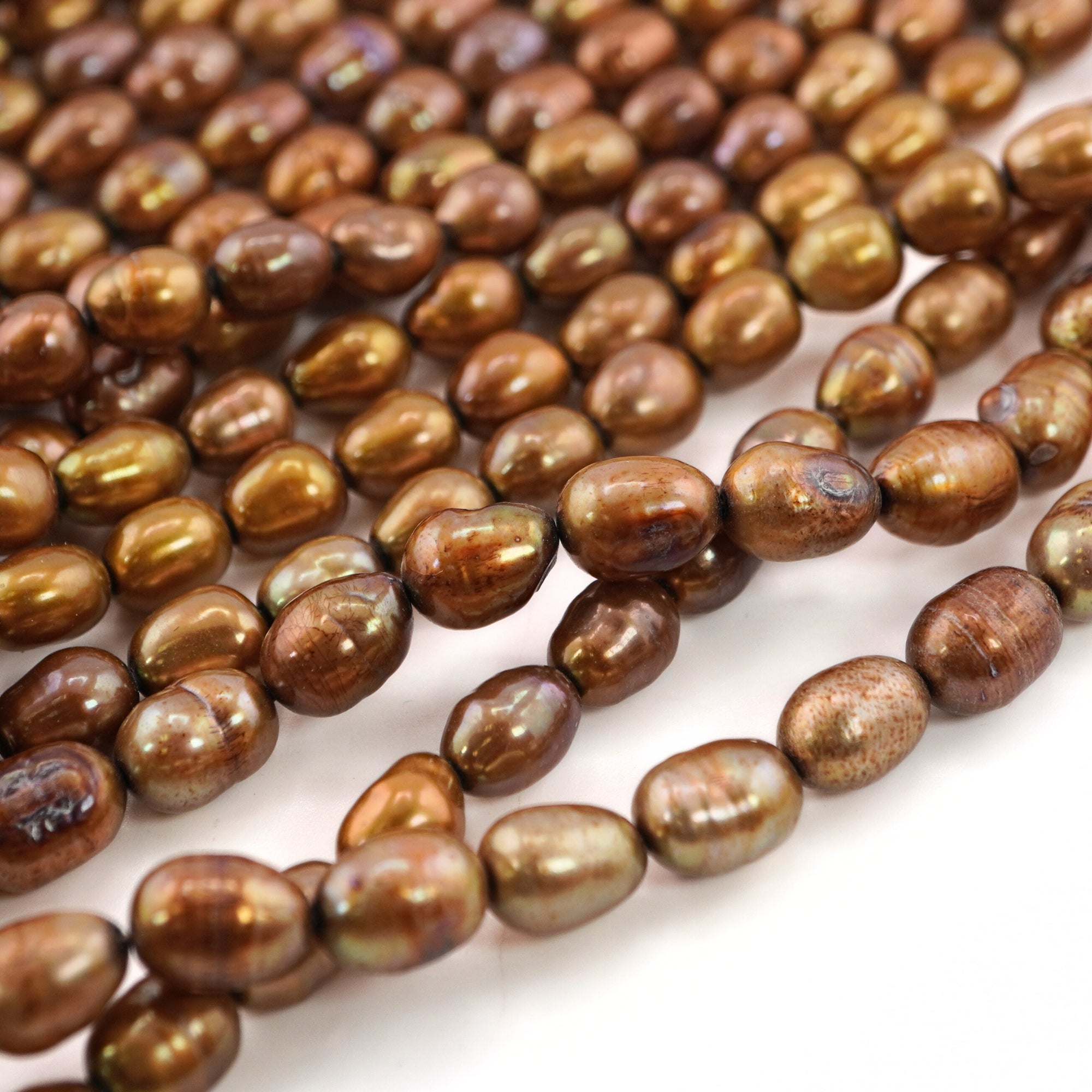 Golden Oval Freshwater Pearls Beads