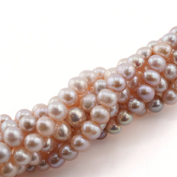 7 x 6 MM Pink Near Round Freshwater Pearls Beads