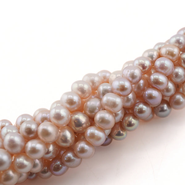 Pink Near Round Freshwater Pearls Beads