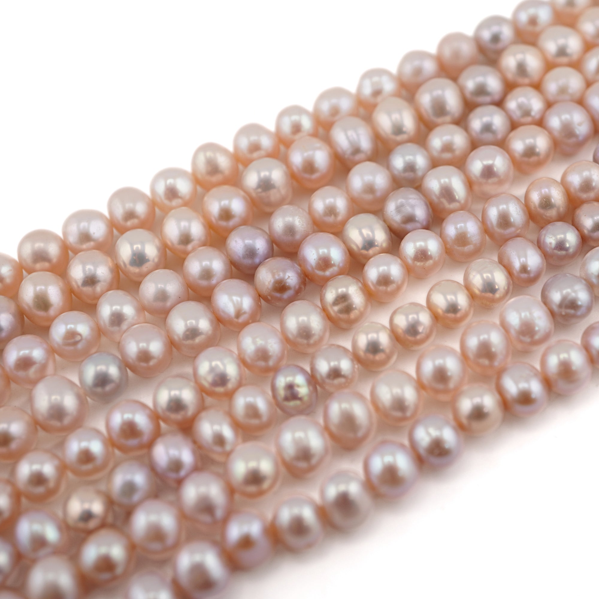 Pink Near Round Freshwater Pearls Beads