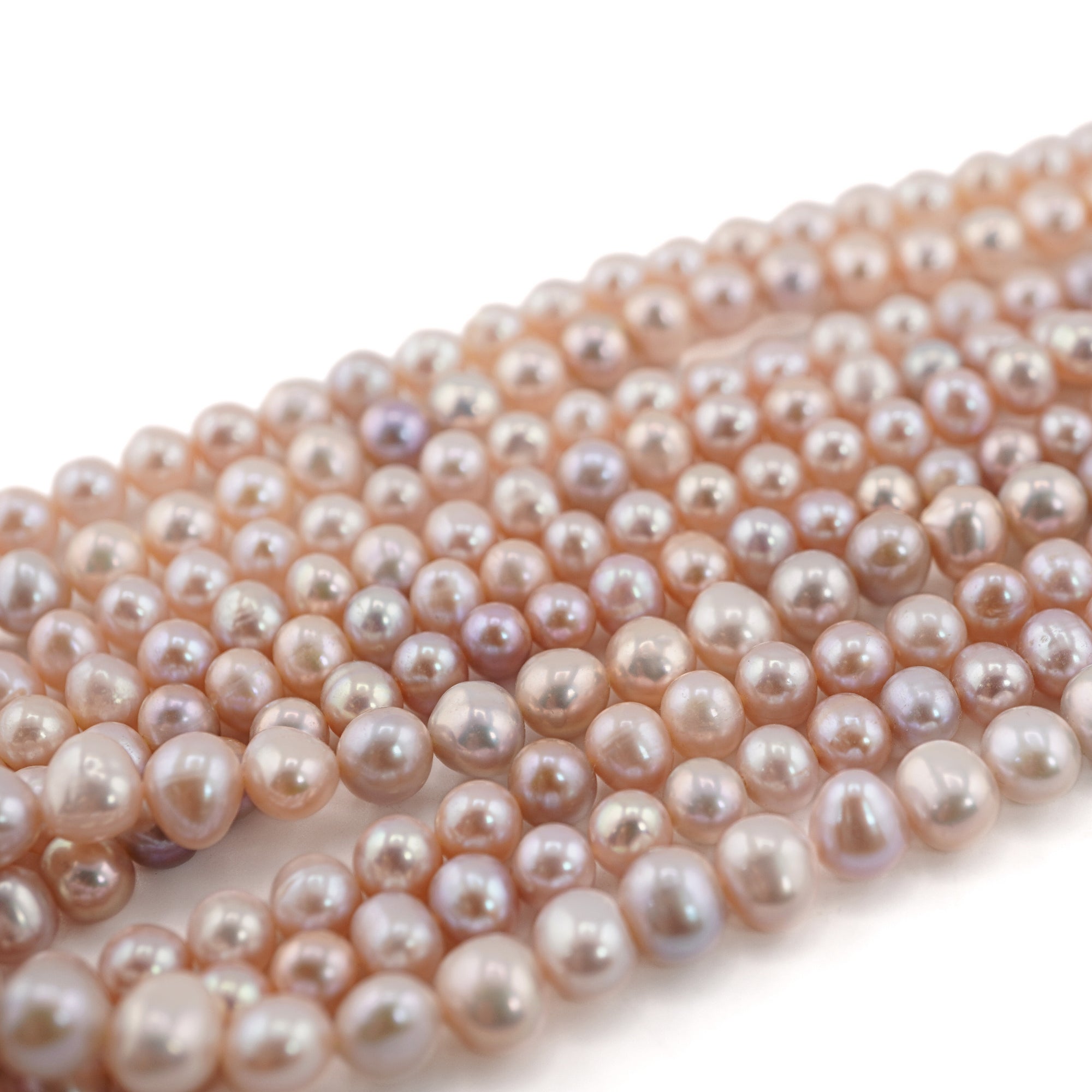 Pink Near Round Freshwater Pearls Beads