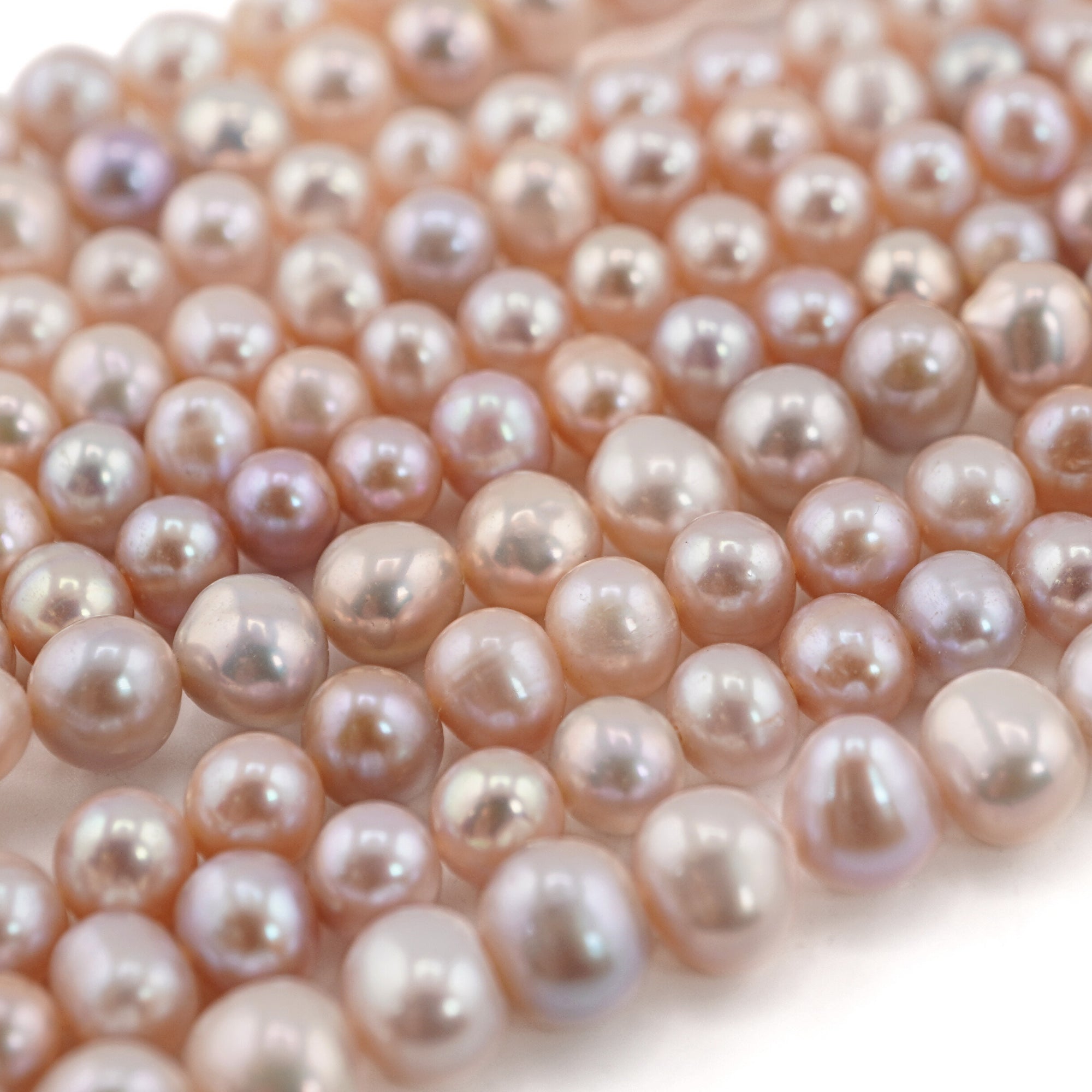 Pink Near Round Freshwater Pearls Beads