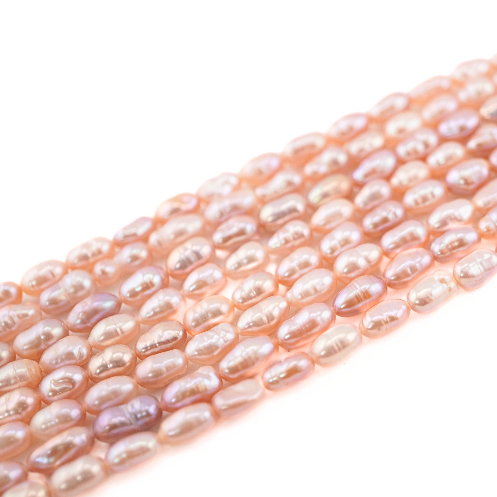 Peach Rice / Oval Freshwater Pearls Beads