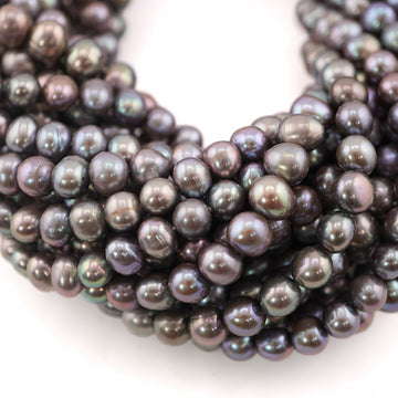 6 MM Gray Round Freshwater Pearls Beads