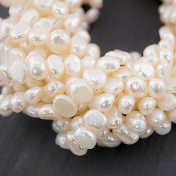 9 x 5 - 8 x 4 MM White Baroque Freshwater Pearls Beads