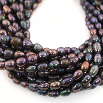 9 x 6 - 7 x 5 MM Peacock Oval Freshwater Pearls Beads