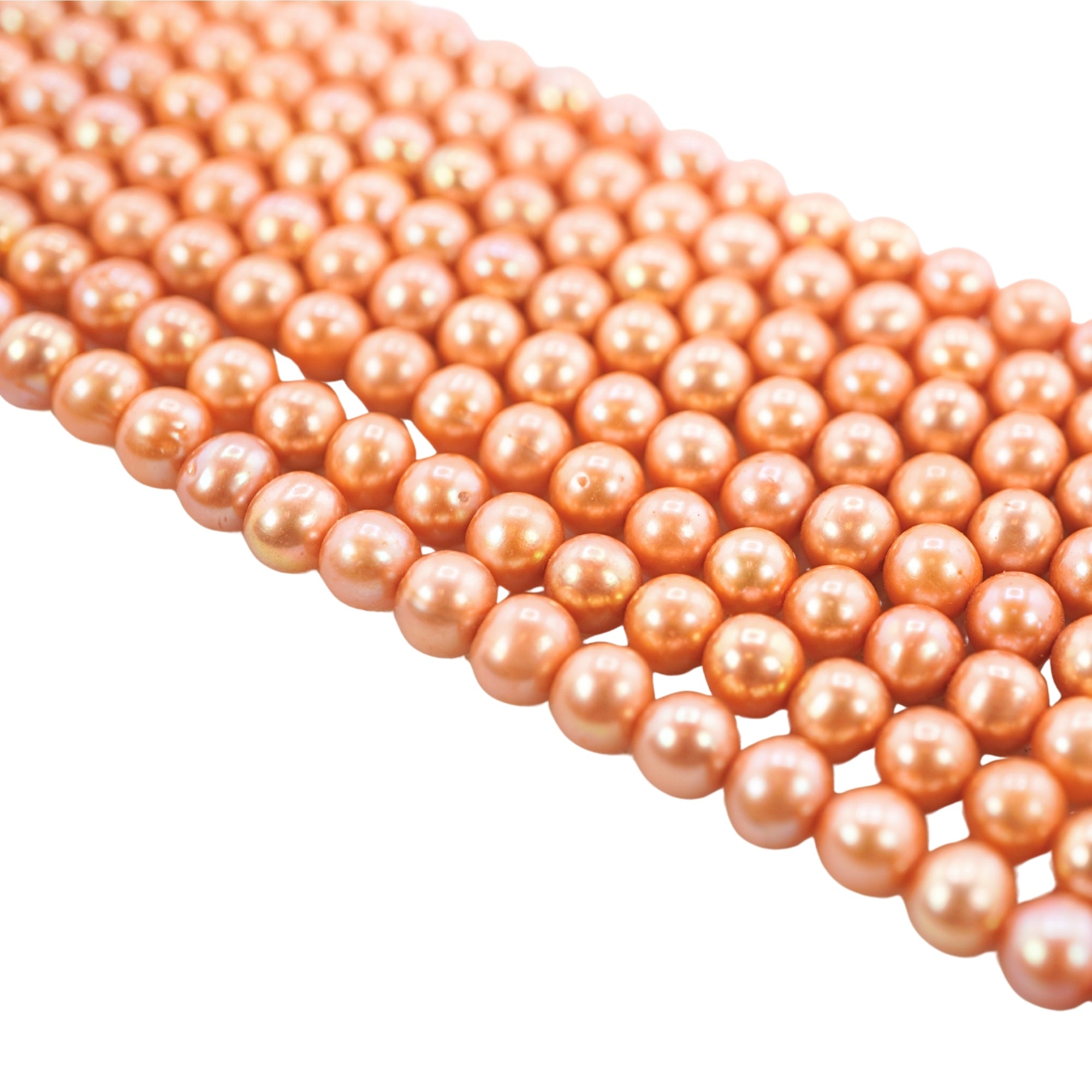 Golden Near Round Freshwater Pearls Beads