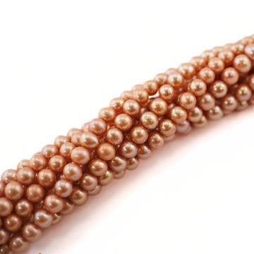 5 MM Golden Near Round Freshwater Pearls Beads