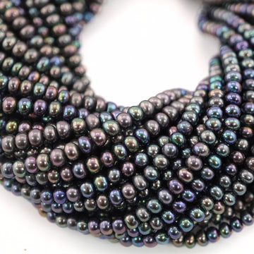 4 MM Peacock Round Freshwater Pearls Beads