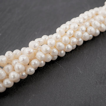 8 x 6 MM White Potato Freshwater Pearls Beads