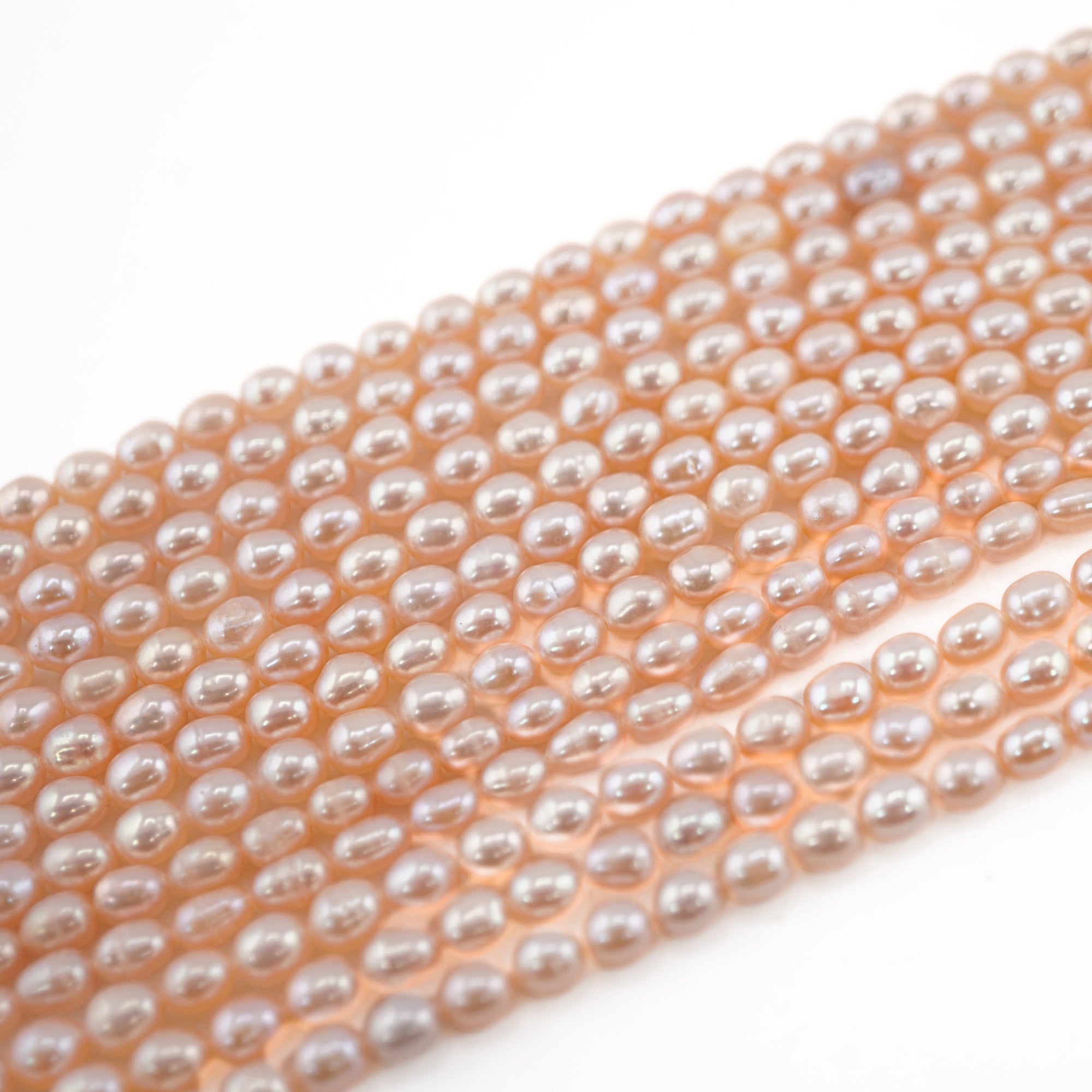 Peach Rice / Oval Freshwater Pearls Beads