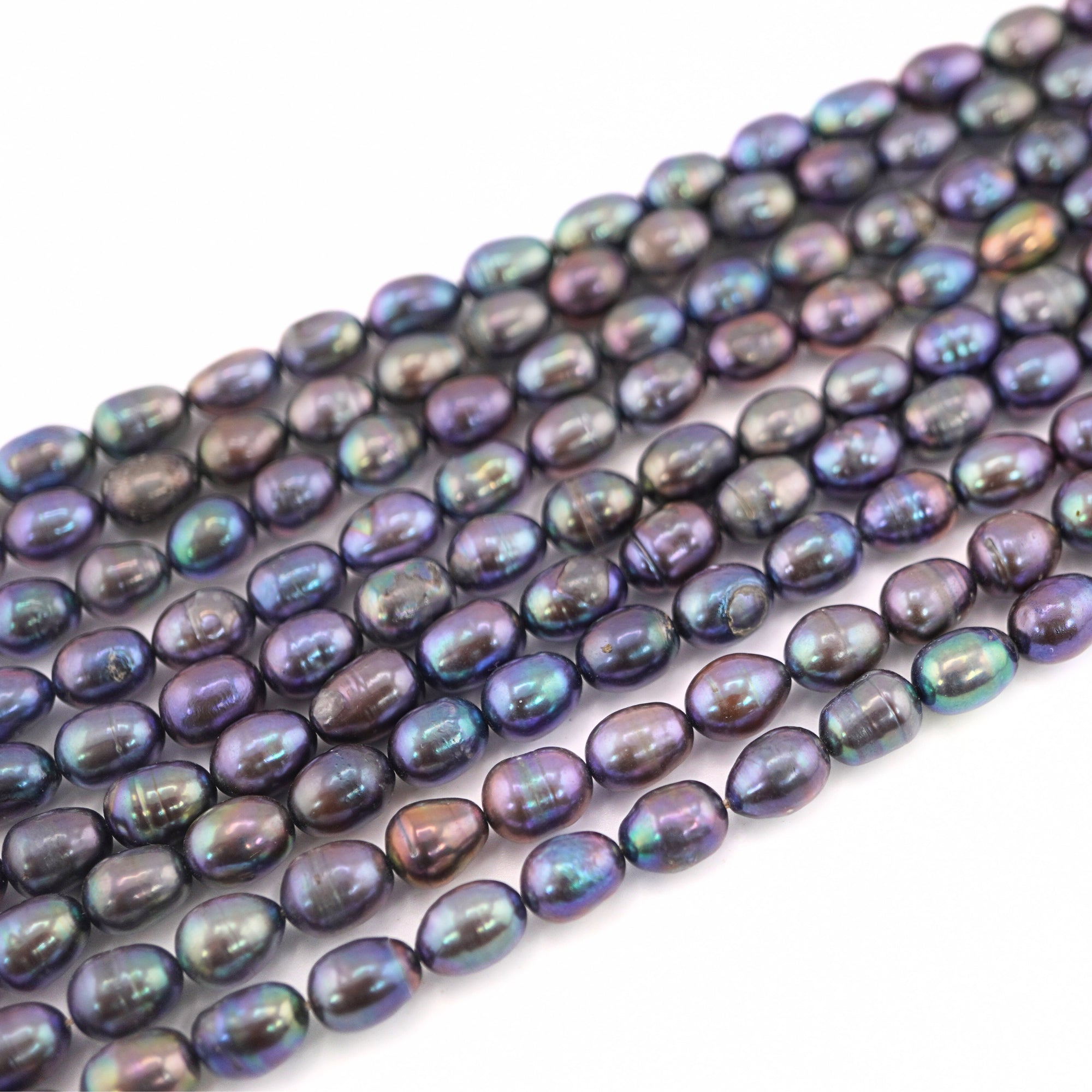 9 x 7 - 8 x 7 MM Peacock Oval Freshwater Pearls Beads