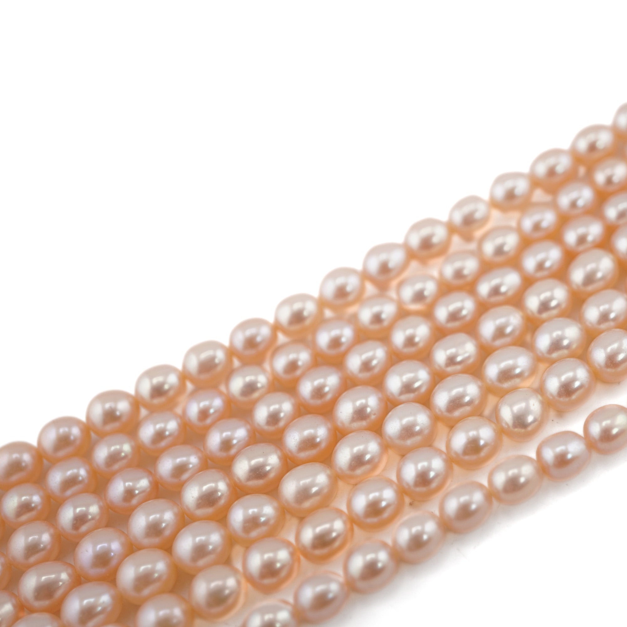 Peach Rice / Oval Freshwater Pearls Beads