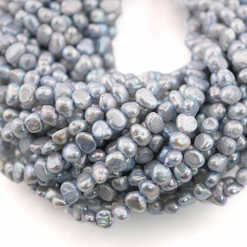 6 x 3 - 5 x 4 MM Sky Blue Baroque Freshwater Pearls Beads