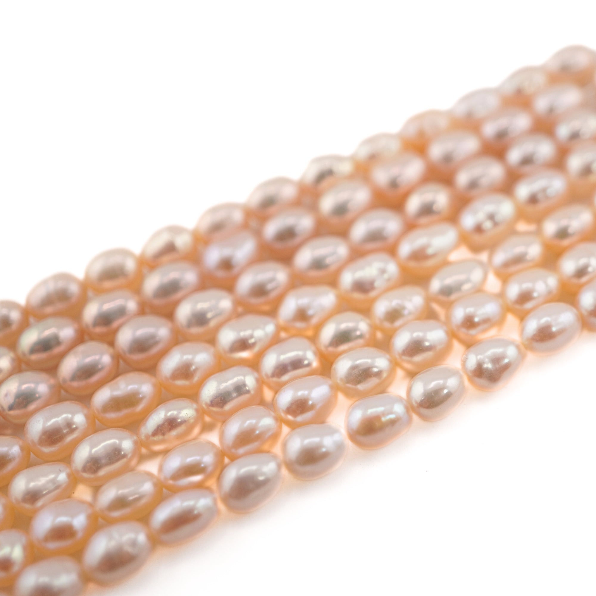 Peach Rice / Oval Freshwater Pearls Beads