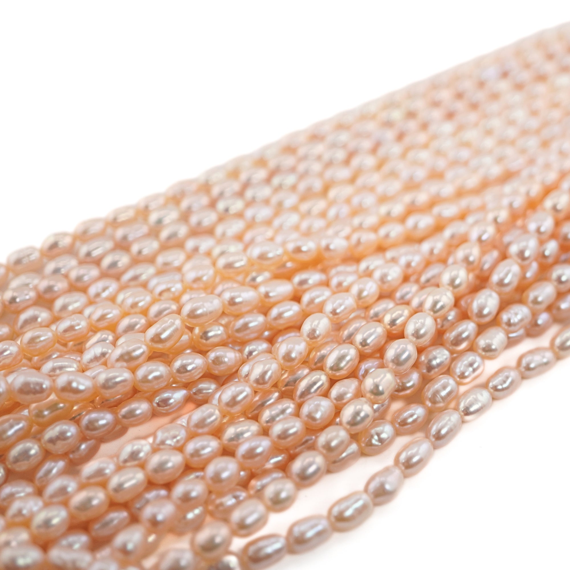 Peach Rice / Oval Freshwater Pearls Beads