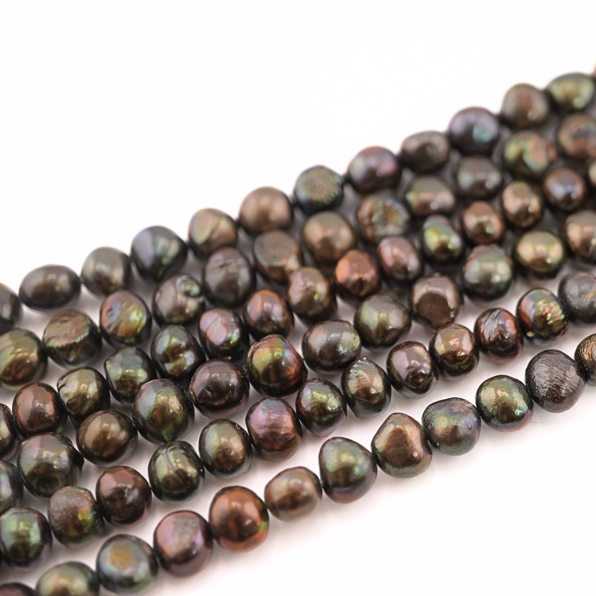 8 x 6 - 7 x 5 MM Peacock Baroque Freshwater Pearls Beads