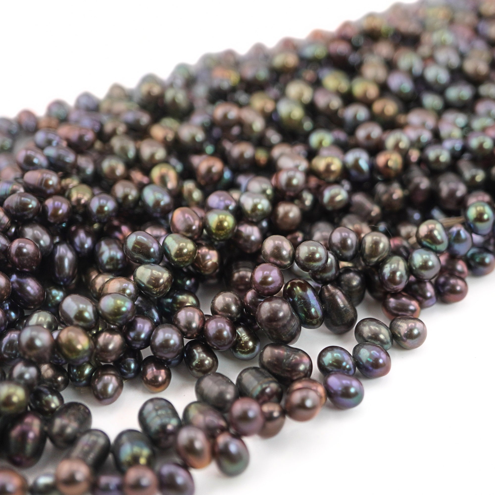 5 x 6 - 6 MM Peacock Oval Freshwater Pearls Beads