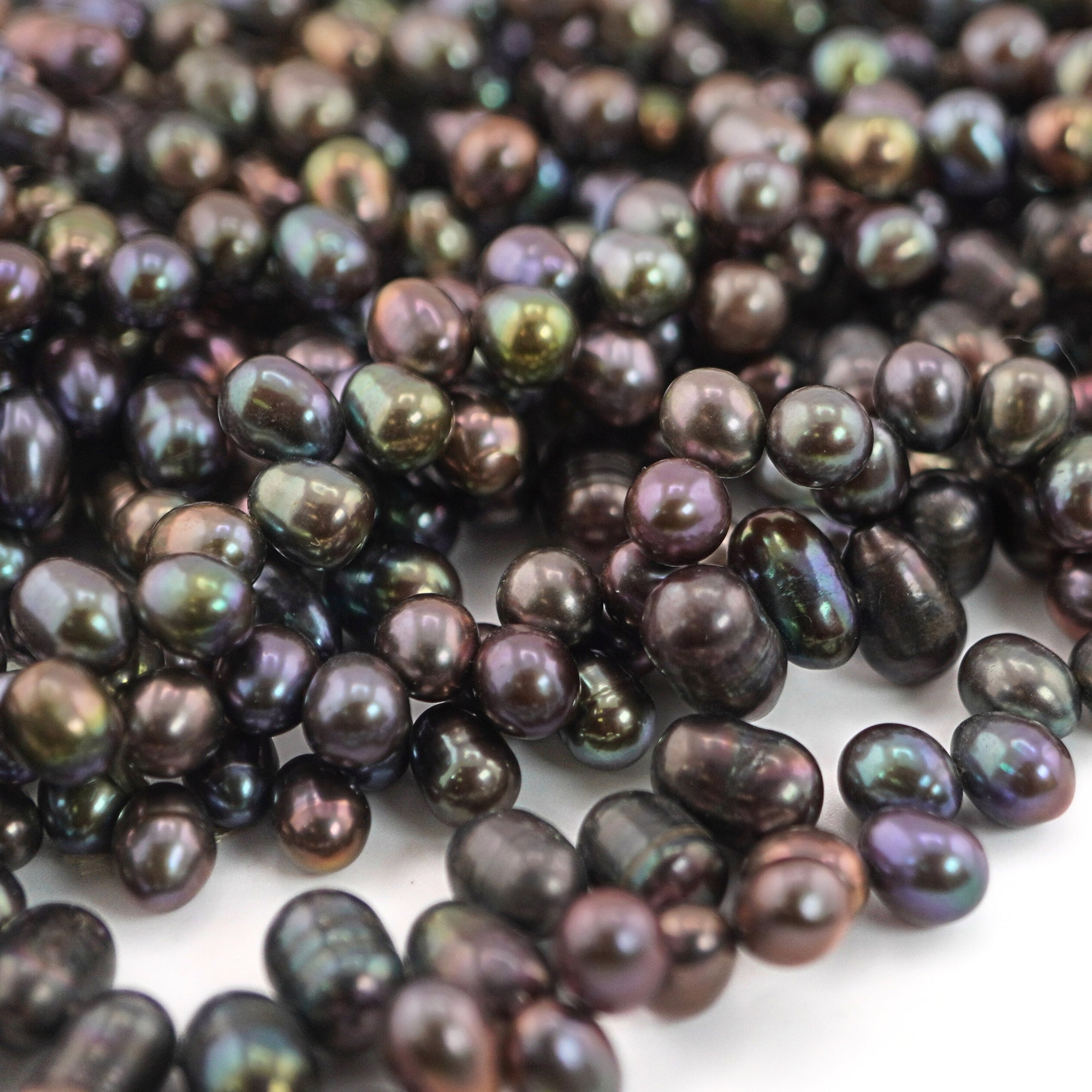 5 x 6 - 6 MM Peacock Oval Freshwater Pearls Beads