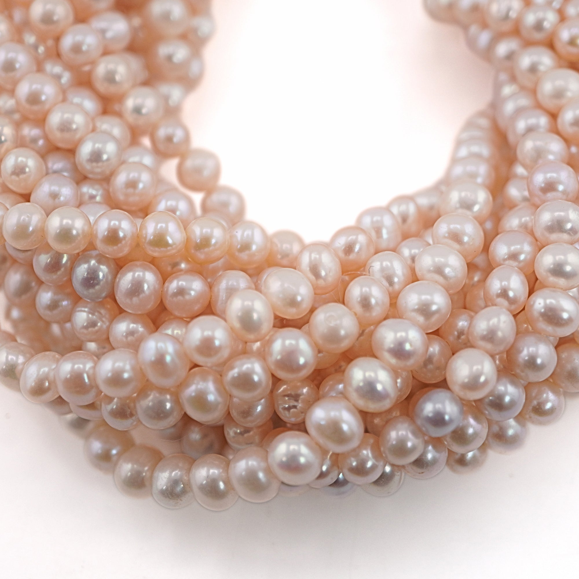 Pink Near Round Freshwater Pearls Beads