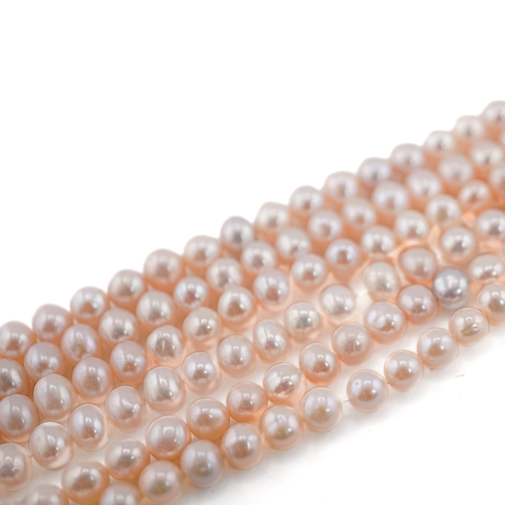 Pink Near Round Freshwater Pearls Beads