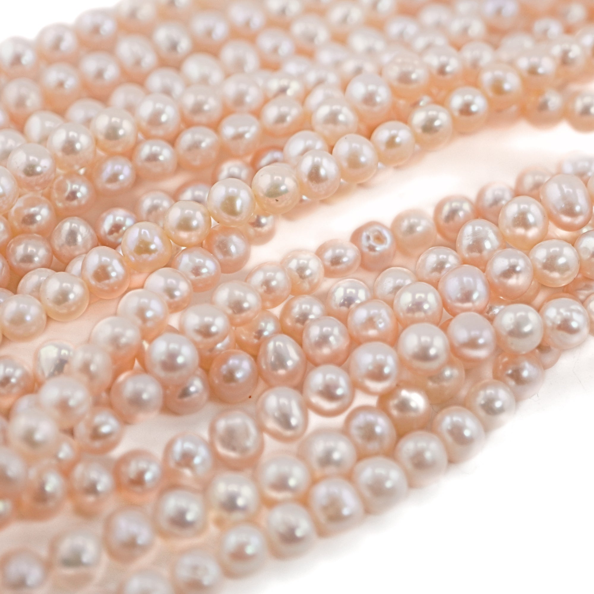 Pink Near Round Freshwater Pearls Beads