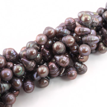 12 x 8 - 10 x 8 MM Peacock Oval Freshwater Pearls Beads