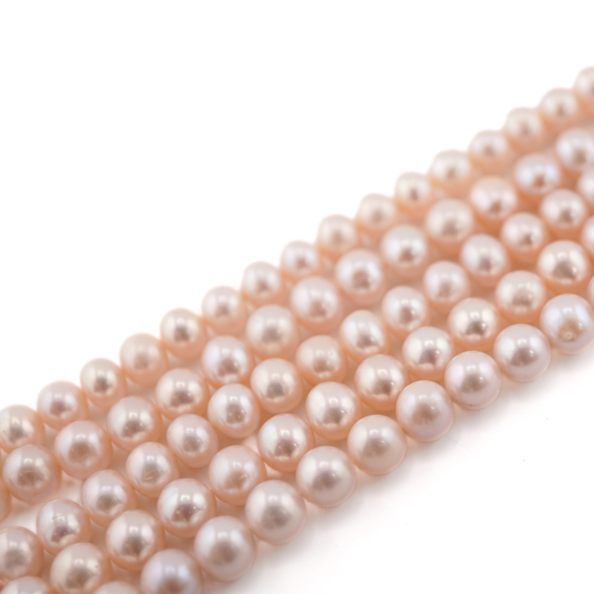 Peach Round Freshwater Pearls Beads