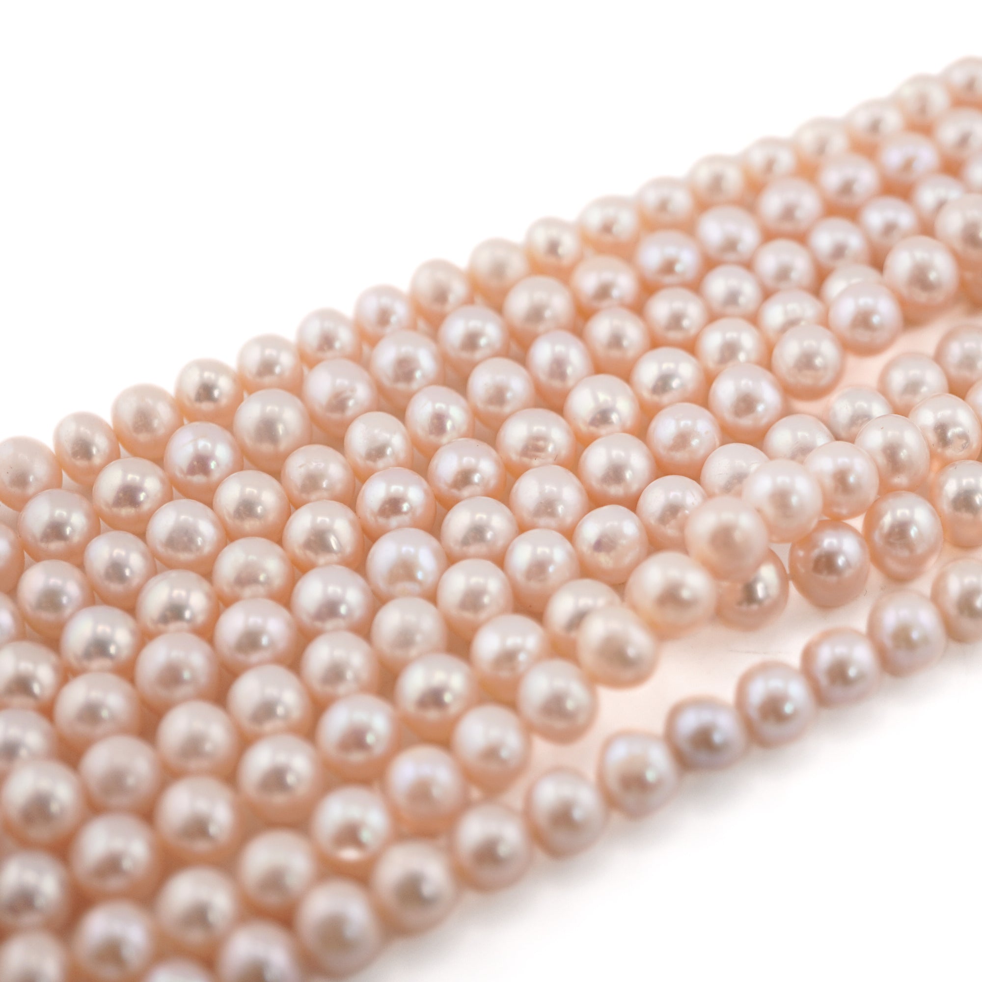 Peach Round Freshwater Pearls Beads