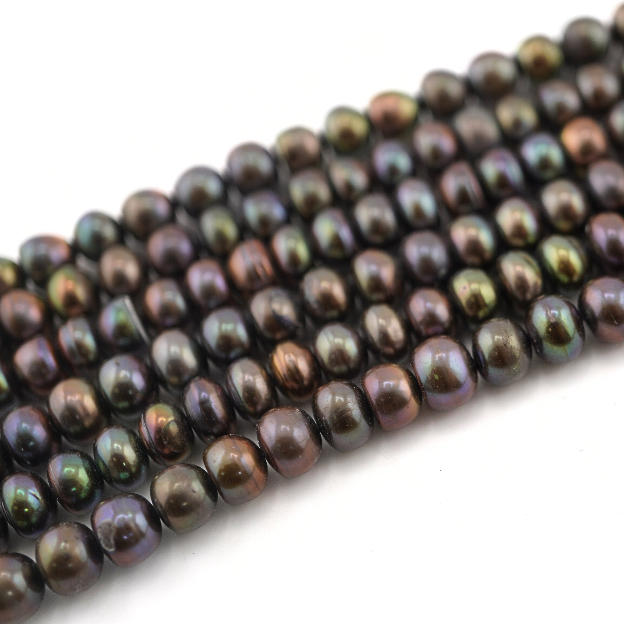 7 x 5 - 6 MM Peacock Button Freshwater Pearls Beads