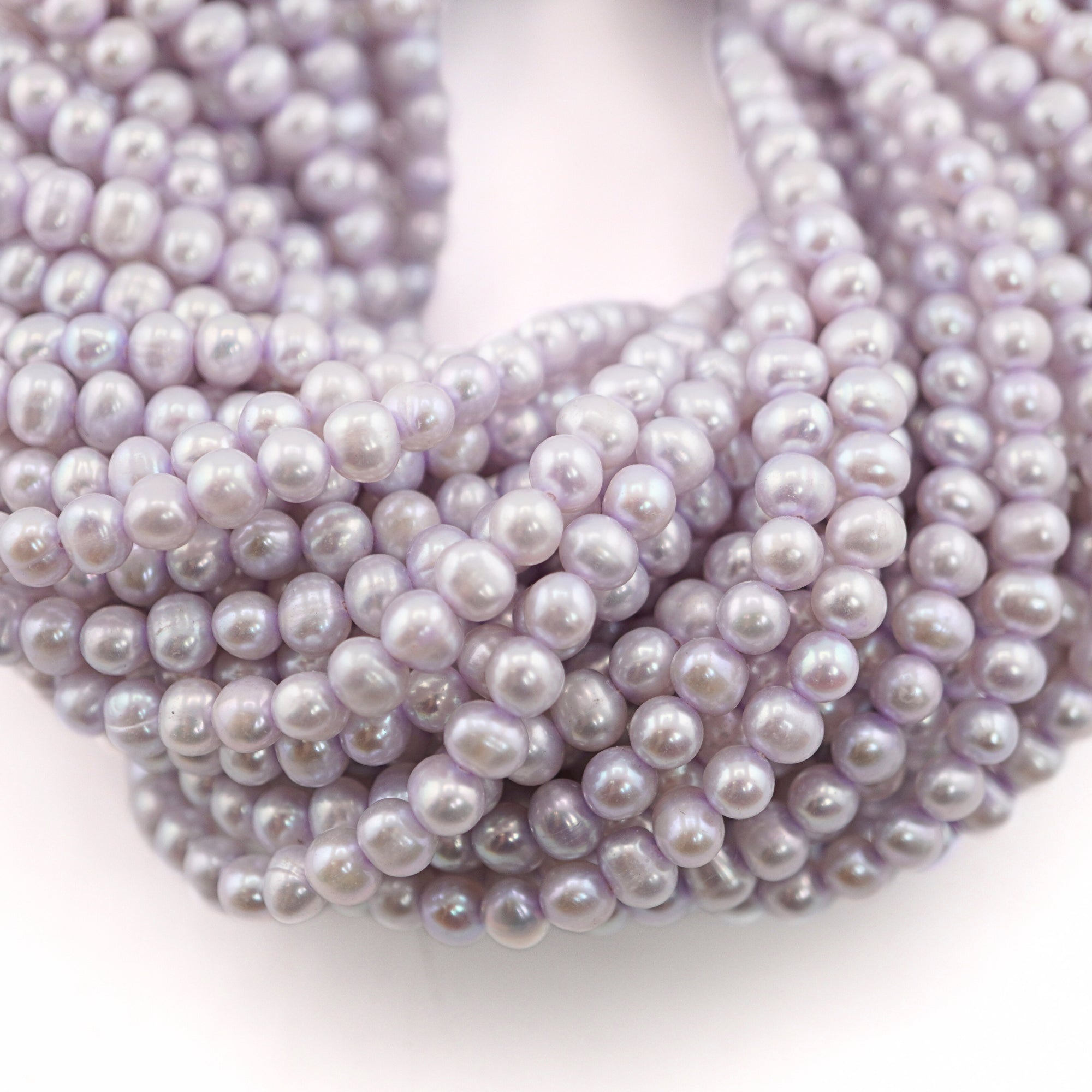 Lilac Near Round Freshwater Pearls Beads