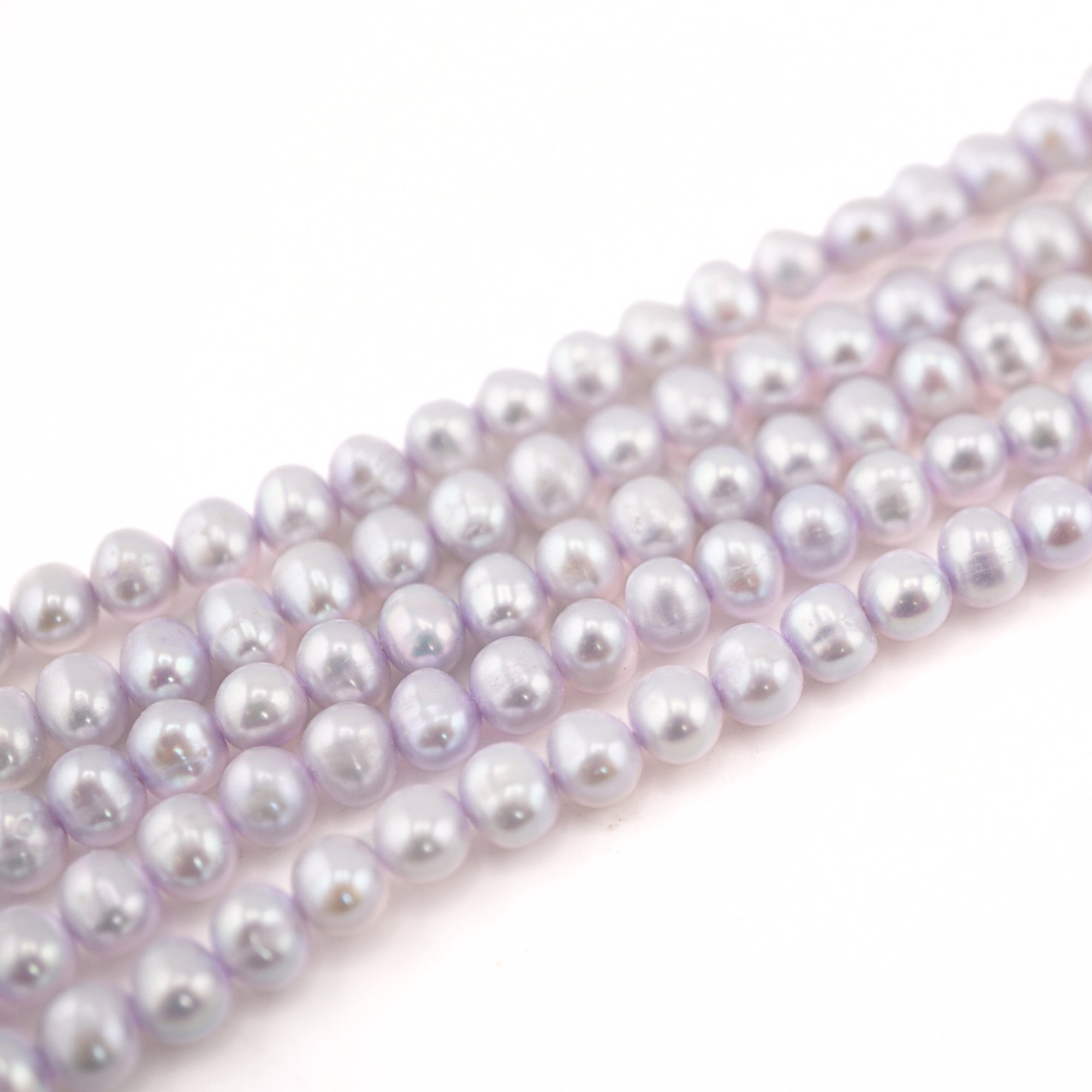 Lilac Near Round Freshwater Pearls Beads