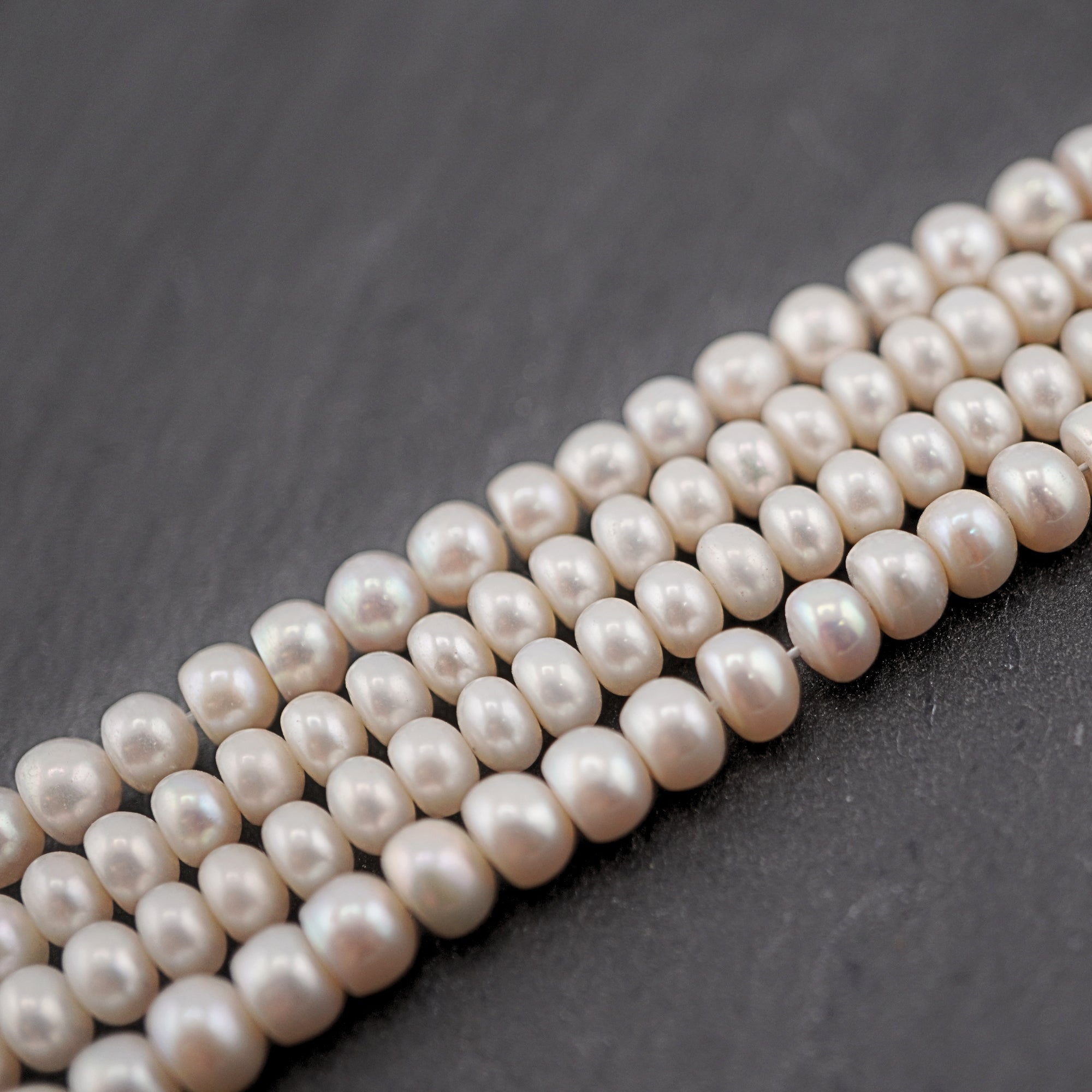 5 x 3 - 5 MM Gray Button Freshwater Pearls Beads