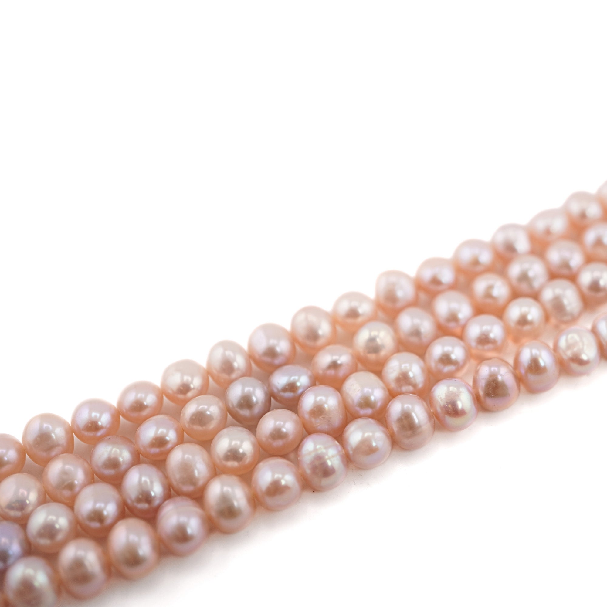 Peach Near Round Freshwater Pearls Beads