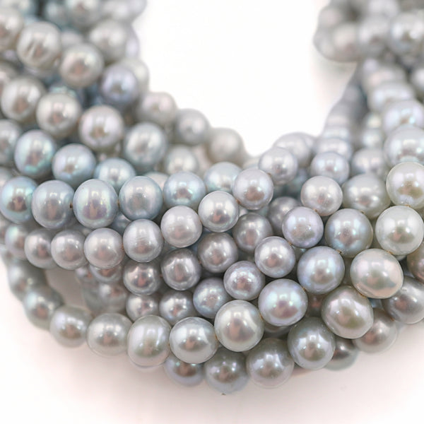 Sky Blue Near Round Freshwater Pearls Beads