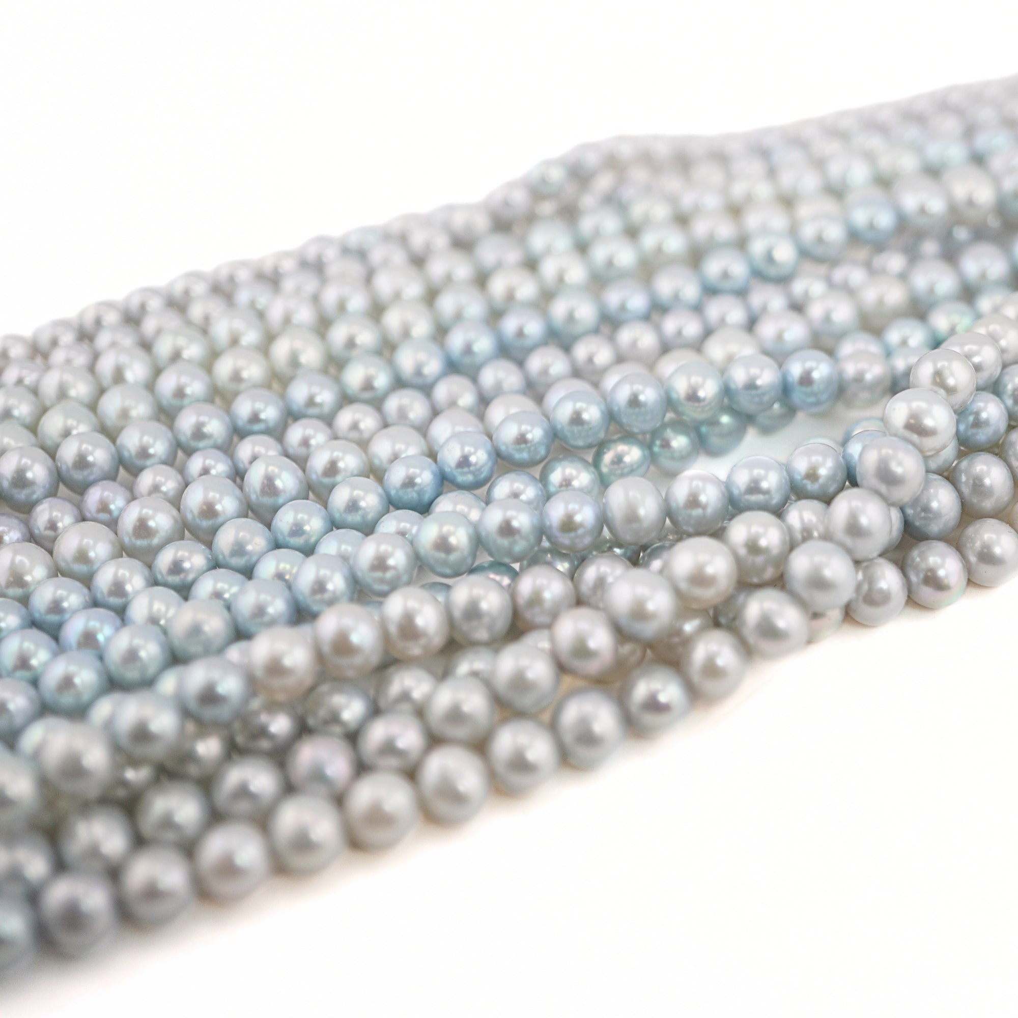 Sky Blue Near Round Freshwater Pearls Beads