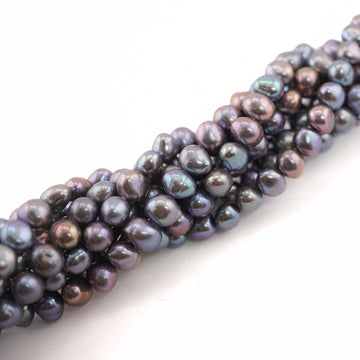 8 x 6 - 7 x 6 MM Peacock Baroque Freshwater Pearls Beads