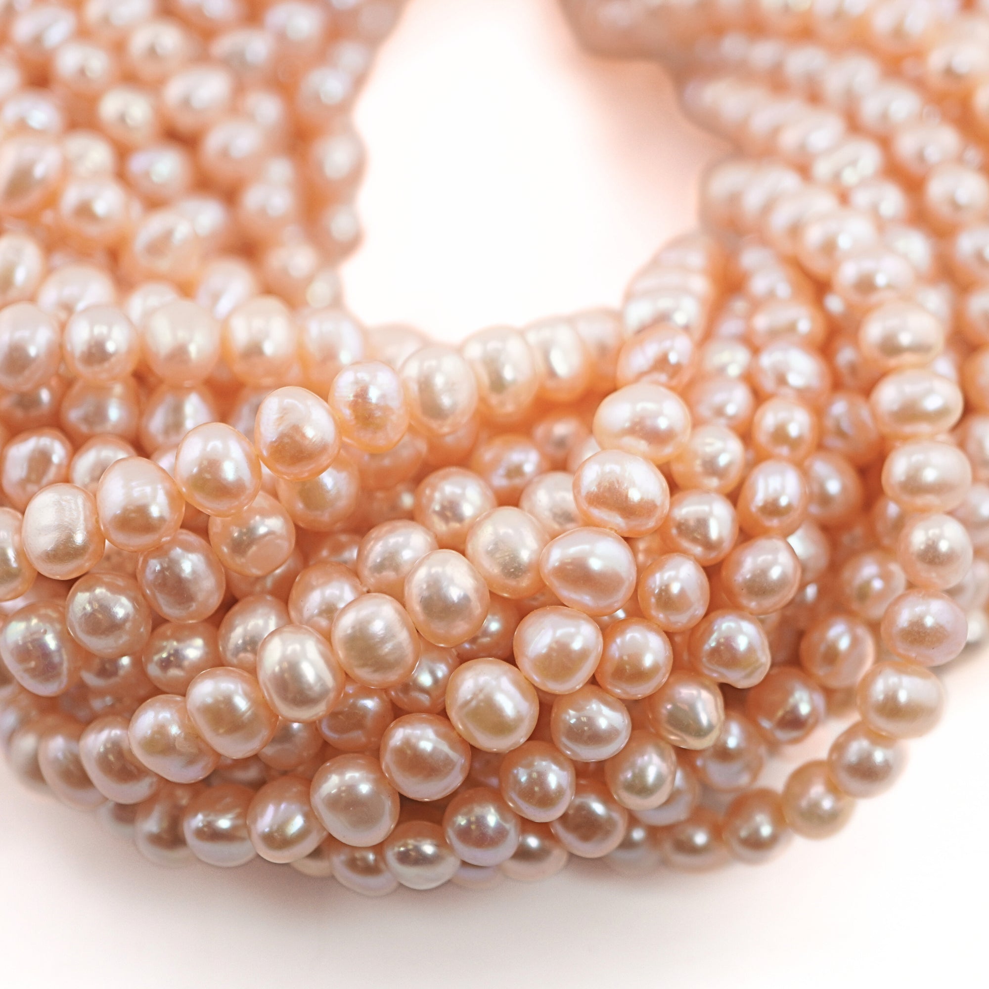 Peach Oval Freshwater Pearls Beads