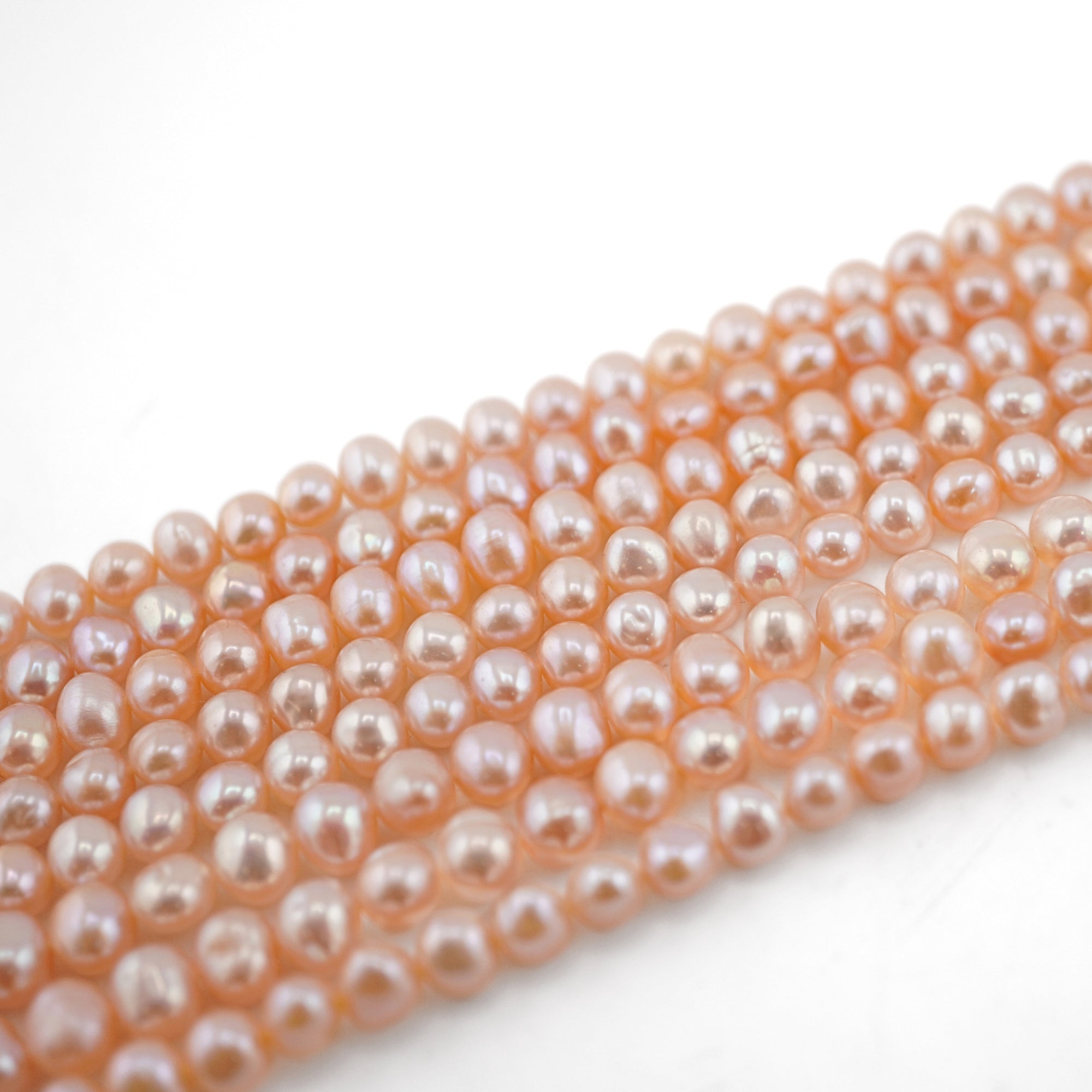 Peach Oval Freshwater Pearls Beads