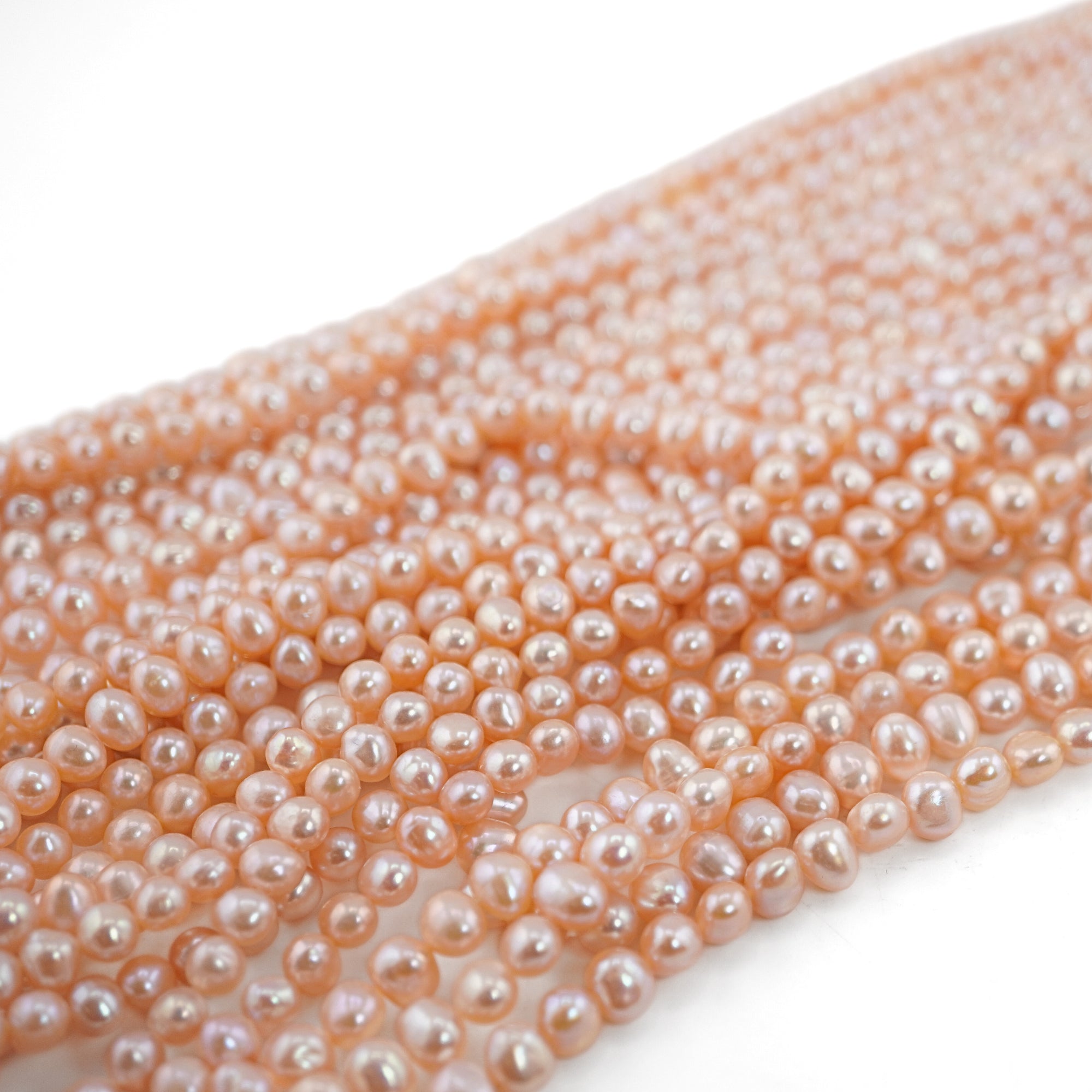 Peach Oval Freshwater Pearls Beads