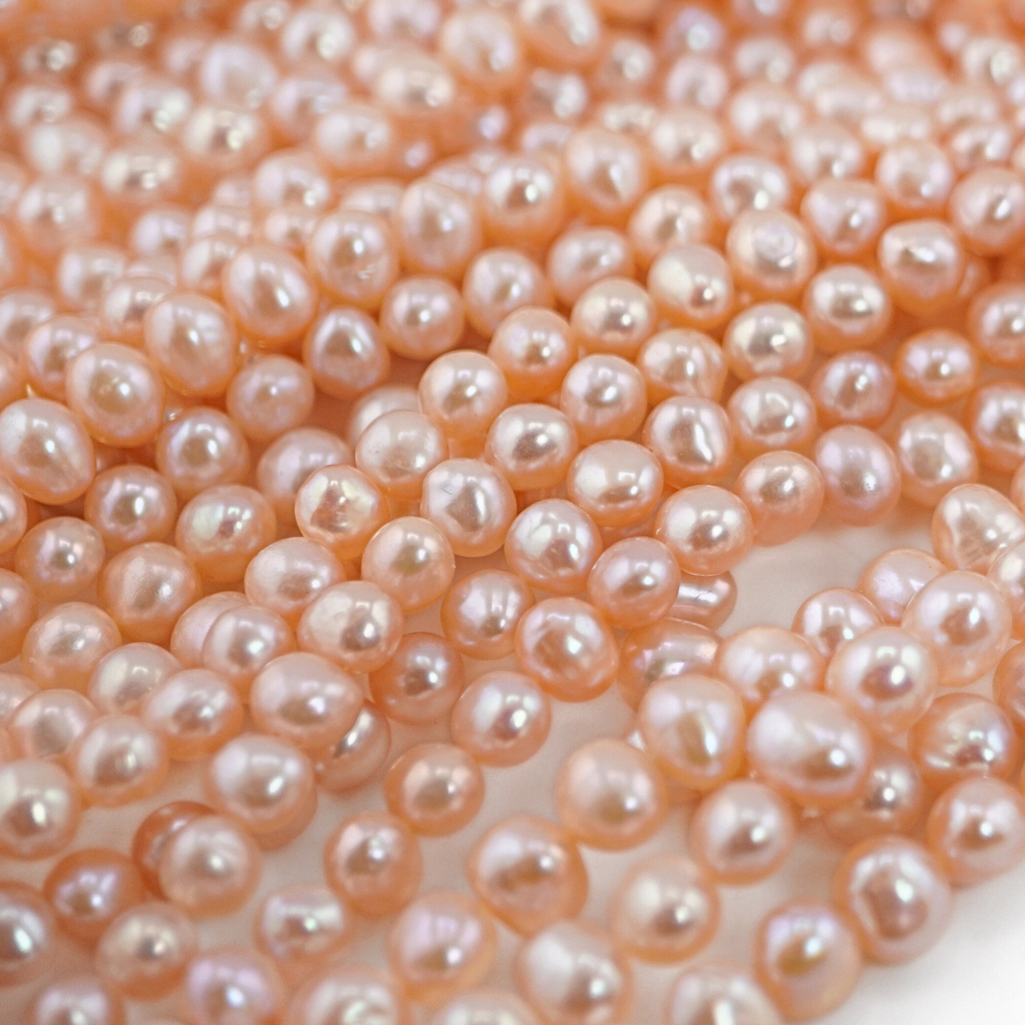 Peach Oval Freshwater Pearls Beads