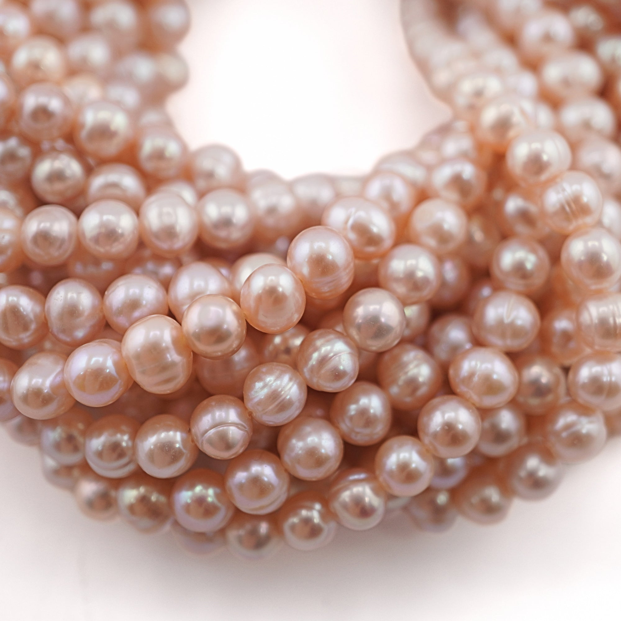 Peach Oval Freshwater Pearls Beads