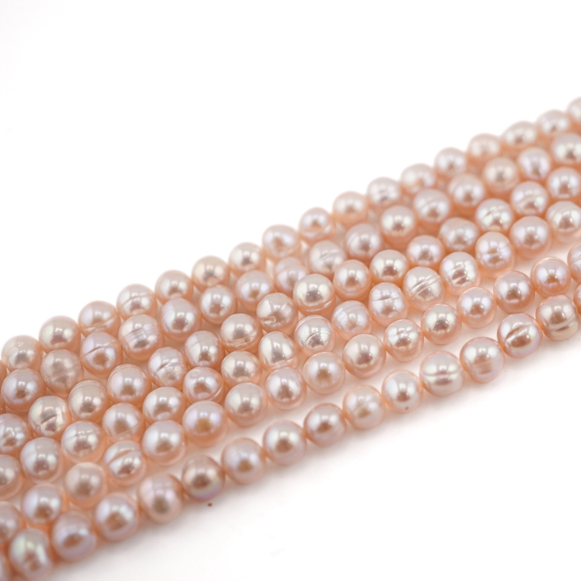 Peach Oval Freshwater Pearls Beads