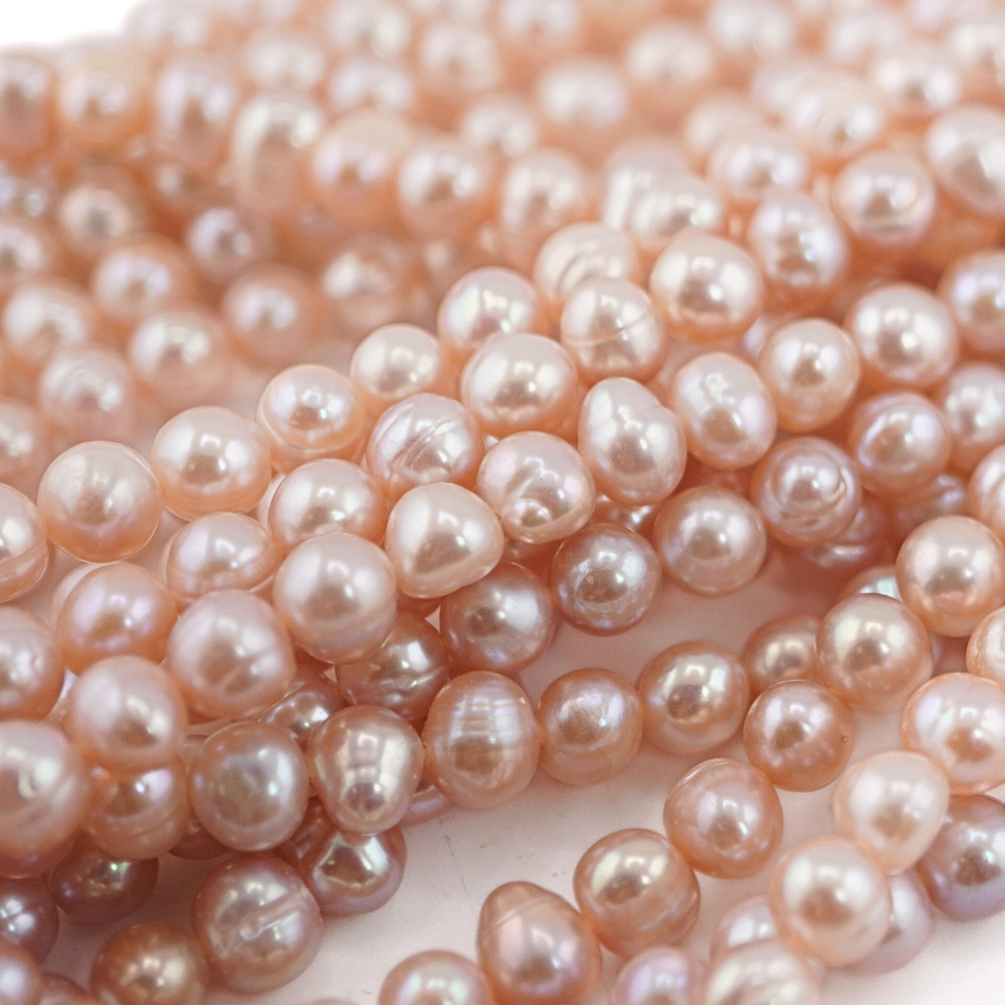 Peach Oval Freshwater Pearls Beads